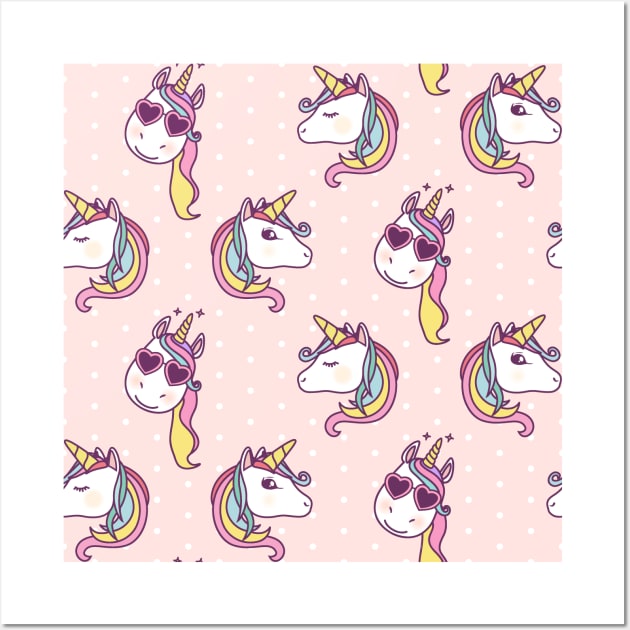 Unicorn Pattern Design Art Lover Gift Wall Art by queensandkings